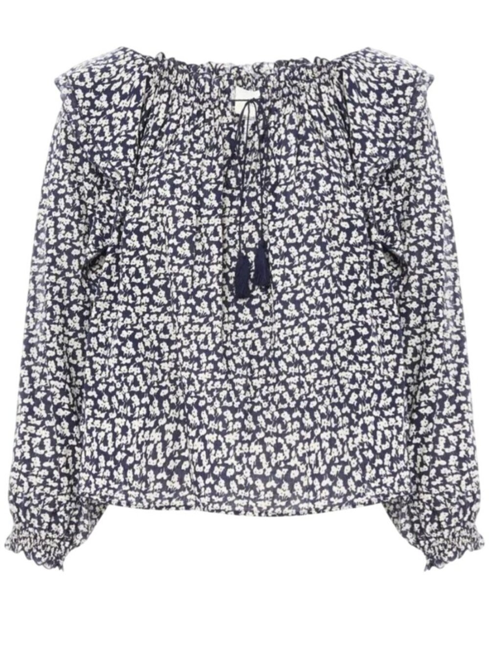 The Great The Song Blouse Navy Bohemian Ruffled Balloon Sleeve Size 2/M - Picture 7 of 14